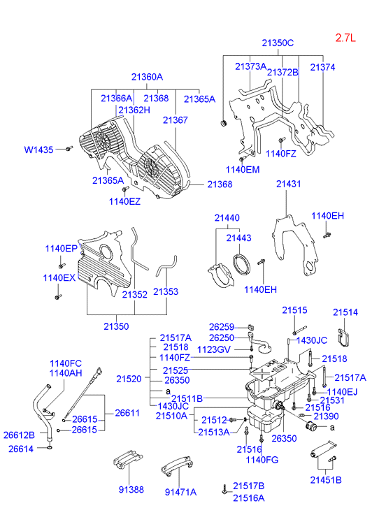 Hyundai 21443-33005 - Simering, arbore cotit www.parts5.com