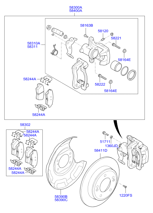 Hyundai 58302-2VA30 - Komplet zavornih oblog, ploscne (kolutne) zavore www.parts5.com