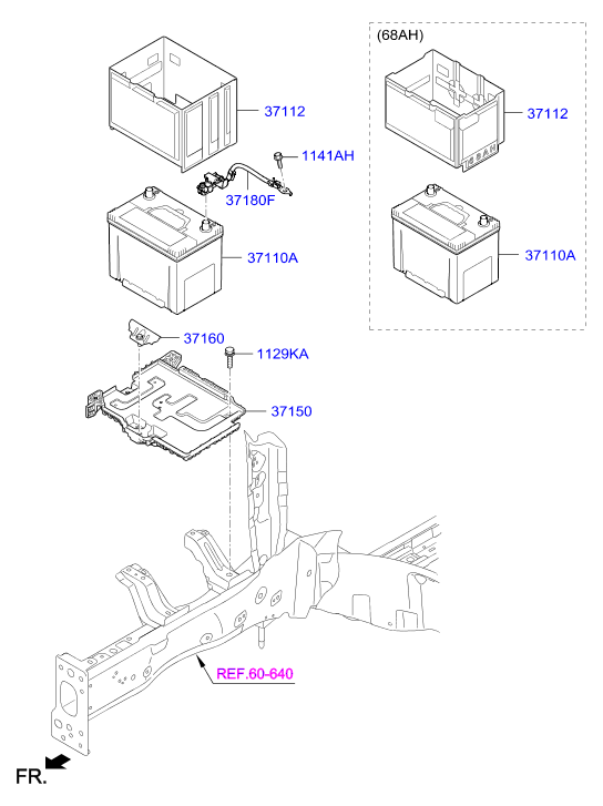 Hyundai 371101W680 - Baterie de pornire www.parts5.com