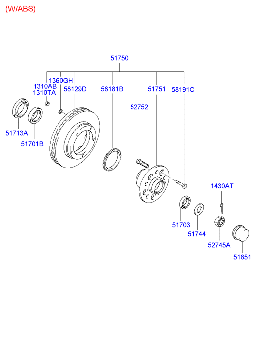 KIA 51830-44000 - Set rulment roata www.parts5.com