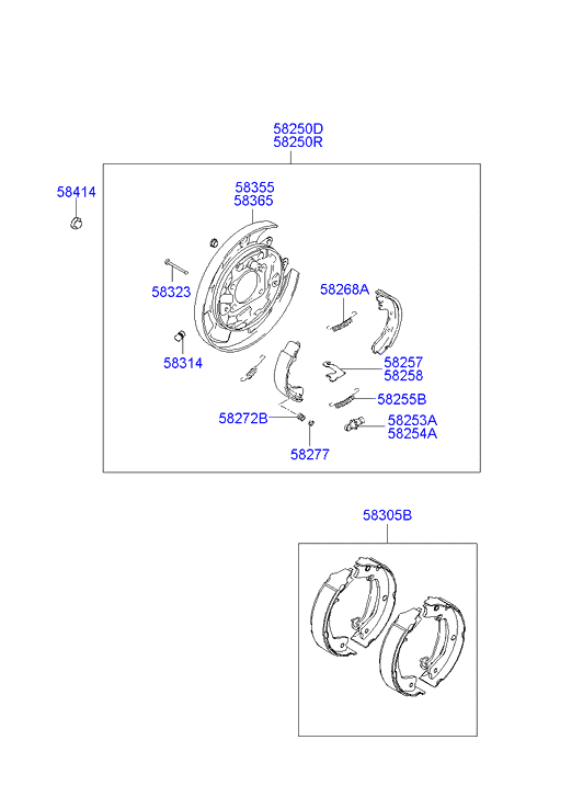 Hyundai 583053KA00 - Brake Shoe Set, parking brake www.parts5.com