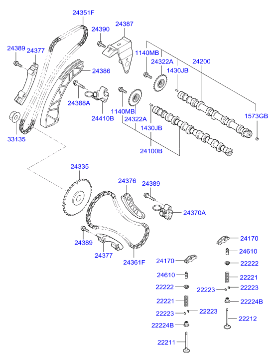 Hyundai 24361-2A001 - Kit de distribution par chaîne www.parts5.com