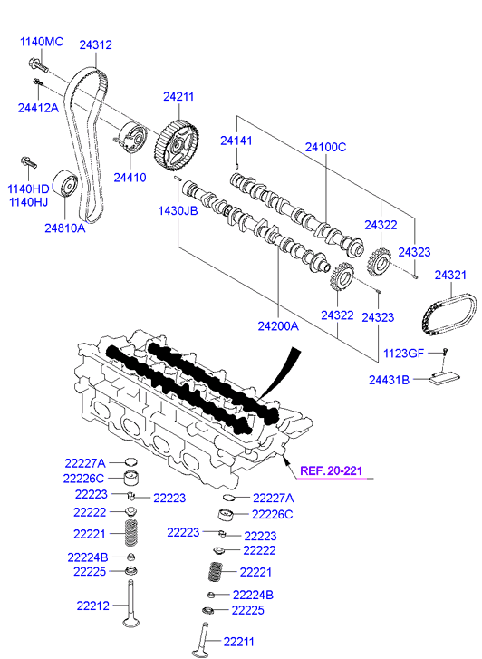 Hyundai 22224-22000 - Sada těsnění, dřík ventilu www.parts5.com