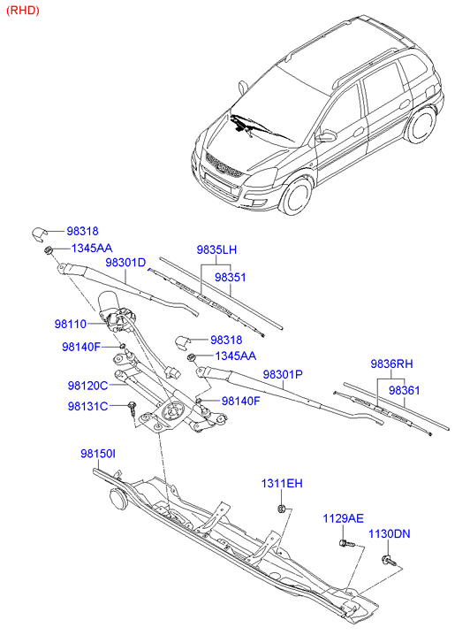 KIA 98350 17000 - Μάκτρο καθαριστήρα www.parts5.com