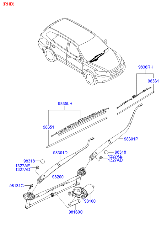 Hyundai 983502B010 - Перо на чистачка www.parts5.com