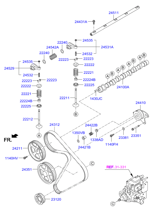 Hyundai 24317-42020 - Tensioner Pulley, timing belt www.parts5.com