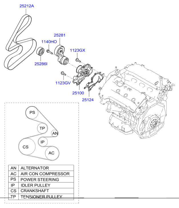 KIA 252123E000 - Correa trapecial poli V www.parts5.com