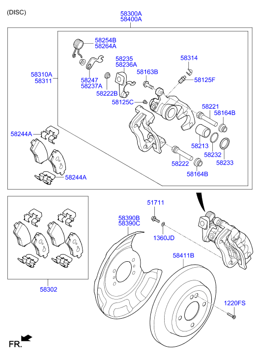 Hyundai 58302-1RA30 - Brake Pad Set, disc brake parts5.com