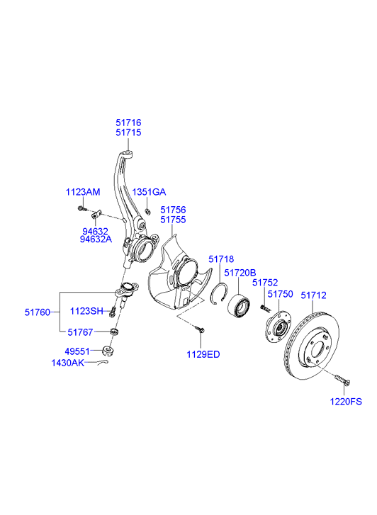 KIA 517503K100 - Butuc roata www.parts5.com