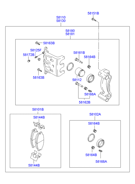 Hyundai 58102 37A10 - Ремонтен комплект, спирачен апарат www.parts5.com