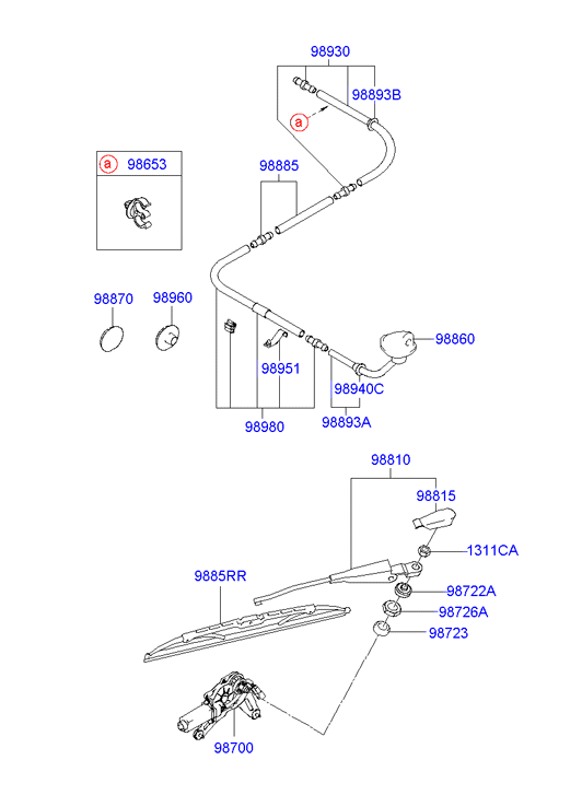 Hyundai 988201C000 - Pióro wycieraczki www.parts5.com