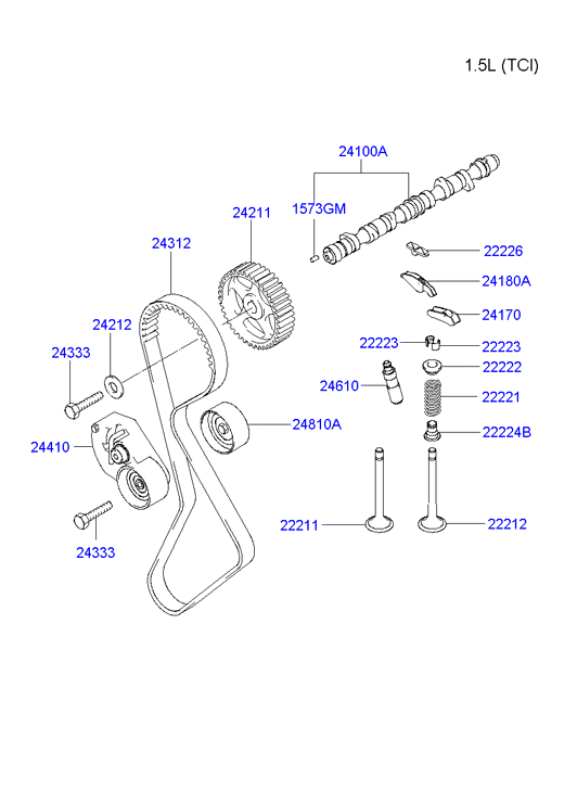 KIA 24410 27000 - Napenjalni valj, zobati jermen www.parts5.com