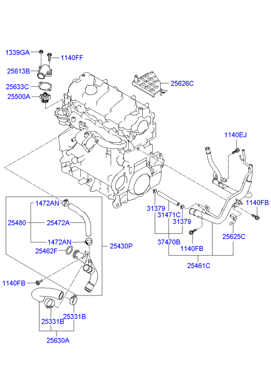 Hyundai 25500-27000 - Termostat,lichid racire www.parts5.com