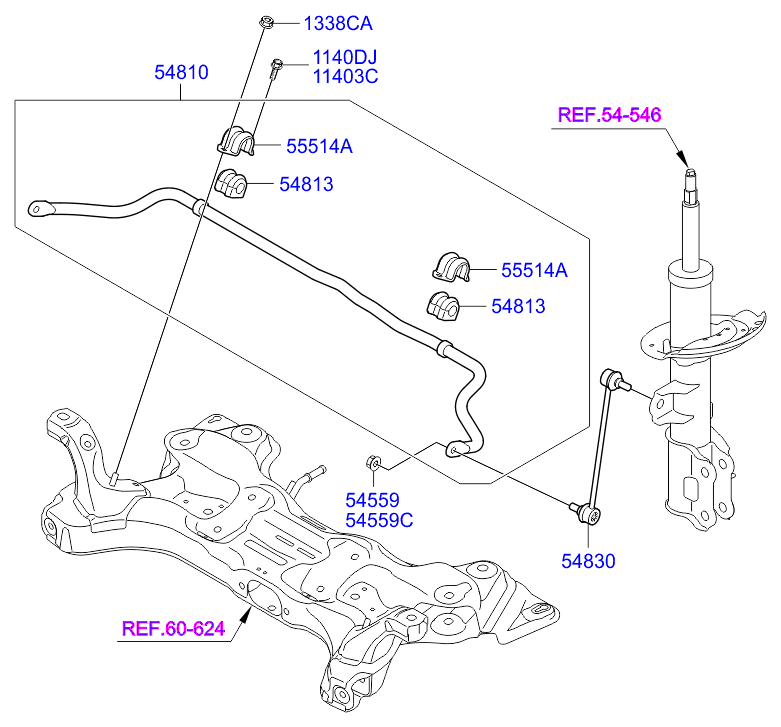 KIA 54830-0U000 - Travesaños / barras, estabilizador www.parts5.com