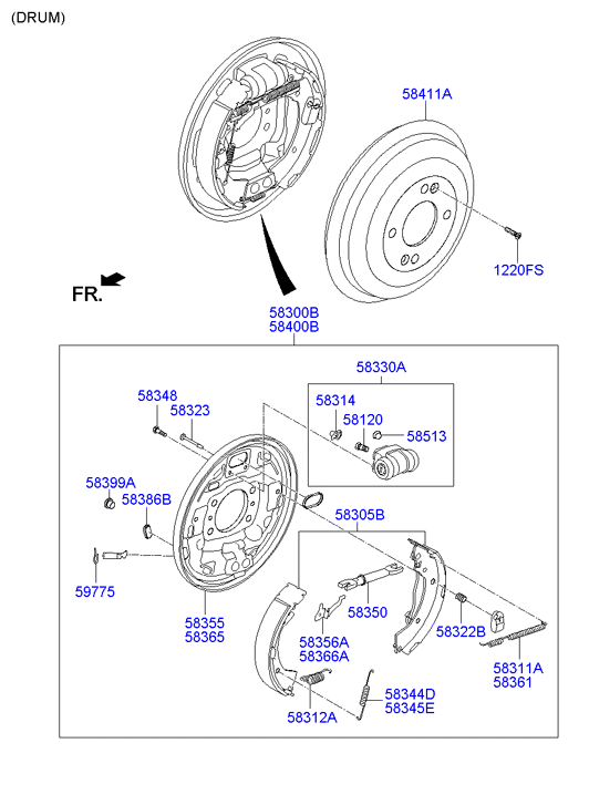 KIA 583053XA00 - Brake Shoe Set parts5.com