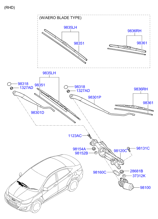 Hyundai 98351-1R000 - Μάκτρο καθαριστήρα www.parts5.com