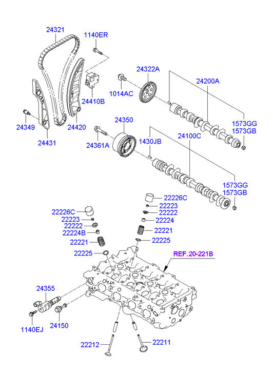 KIA 22224-2B000 - Rõngastihend,klapisäär www.parts5.com