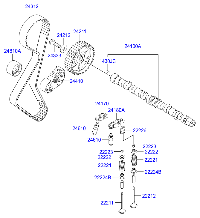 Hyundai 24810-27250 - Rola ghidare / conducere, curea distributie www.parts5.com