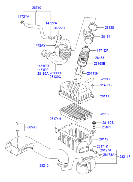 Hyundai 28164-27900 - Merač hmotnosti vzduchu www.parts5.com