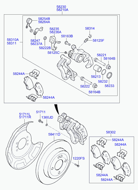 KIA 58302 B4A30 - Тормозные колодки, дисковые, комплект www.parts5.com