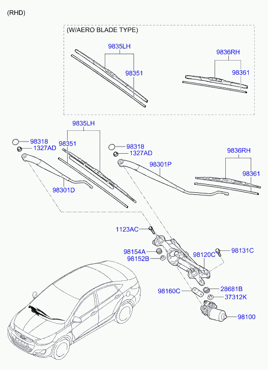 Hyundai 98350-1R000 - Μάκτρο καθαριστήρα www.parts5.com