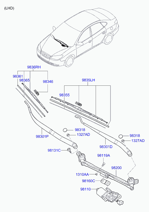 Hyundai 983502H050 - Щетка стеклоочистителя www.parts5.com