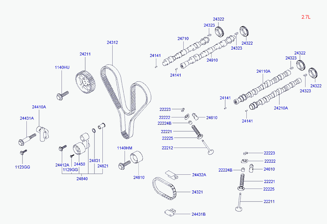 Hyundai 24410-38001 - Tensioner, timing belt www.parts5.com