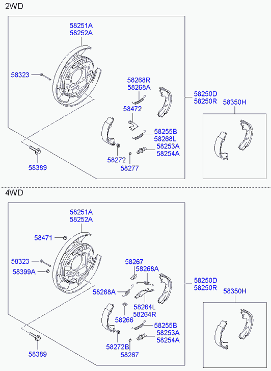 KIA 58350-2EA00 - Set saboti frana, frana de mana www.parts5.com