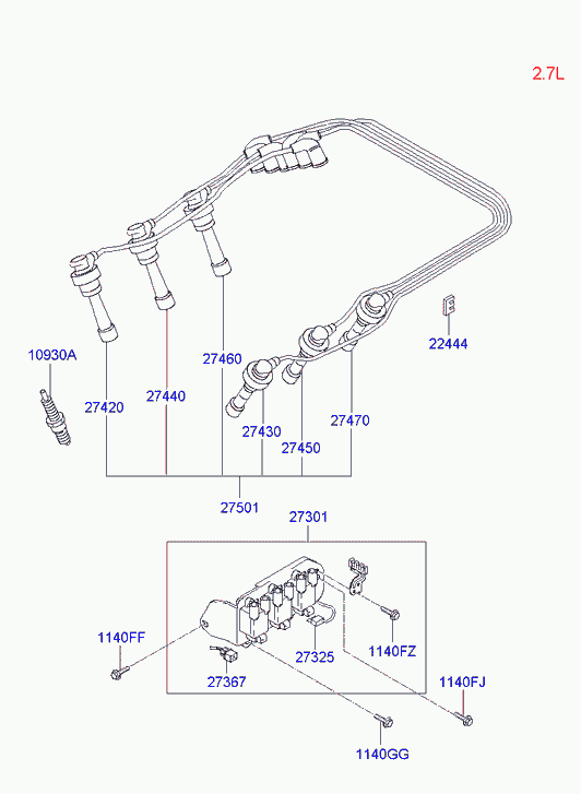 Hyundai 27410-23700 - Bujía de encendido www.parts5.com