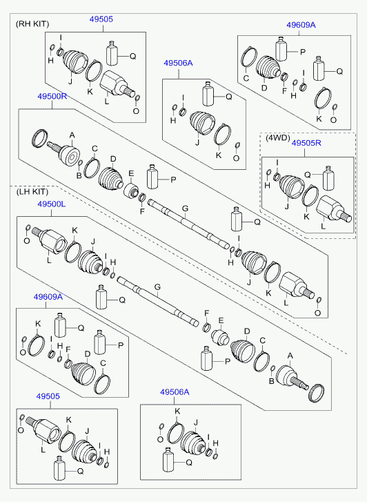 KIA 495012S050 - Kaitsekumm, veovõll www.parts5.com