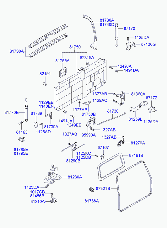 Hyundai 81771-26011 - Gas Spring, boot, cargo area www.parts5.com