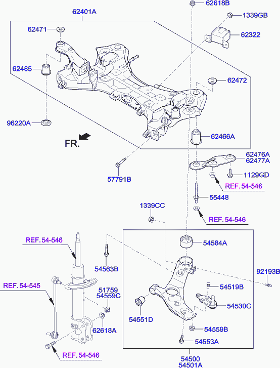 Hyundai 54500 2W600 - Wahacz, zawieszenie koła www.parts5.com