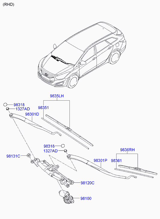 Hyundai 98350-3Z000 - Wiper Blade parts5.com