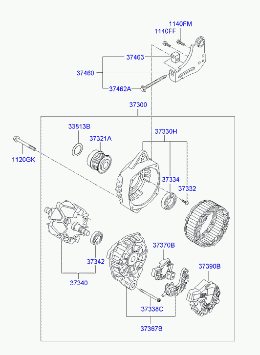 KIA 373002B750 - Alternador www.parts5.com