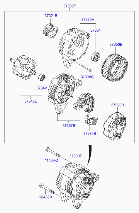 Hyundai 37300-2A400 - Alternador www.parts5.com