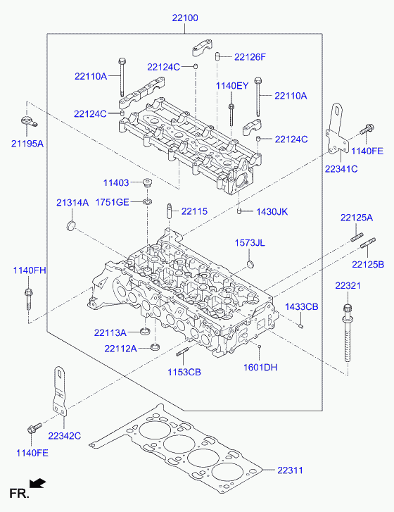 KIA 22321-2F000 - Sada šroubů hlavy válce www.parts5.com