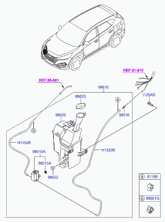 Hyundai 985102J500 - Water Pump, window cleaning www.parts5.com