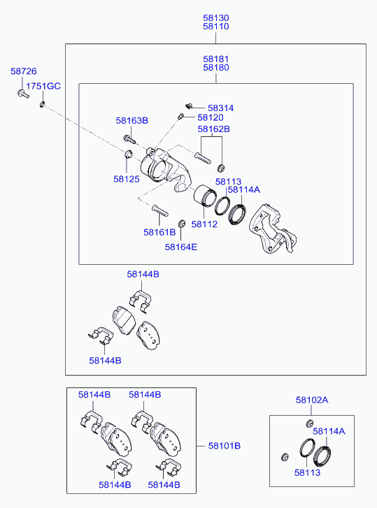 Honda 581011HA10 - Set placute frana,frana disc www.parts5.com