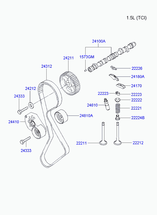 Hyundai 24410-22020 - Polea tensora, correa dentada www.parts5.com