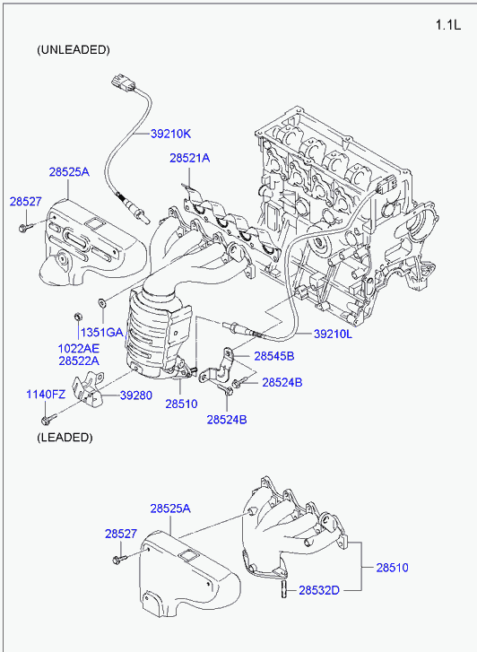 Hyundai 2852211000 - Παξιμάδι, πολλαπλή εξαγωγής www.parts5.com