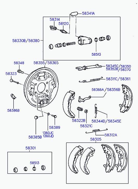 Hyundai 58305-02A00 - Set saboti frana www.parts5.com