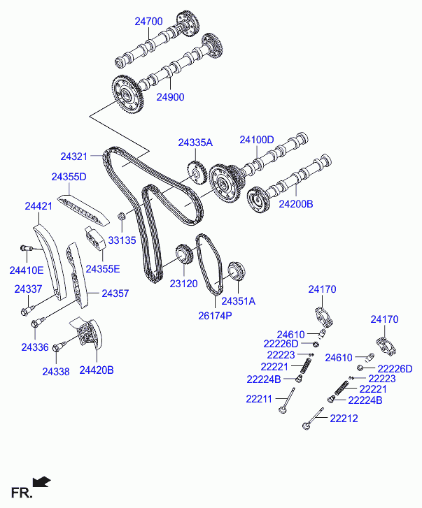 Hyundai 24322-3A000 - Zincir, yağ pompa tahriği www.parts5.com