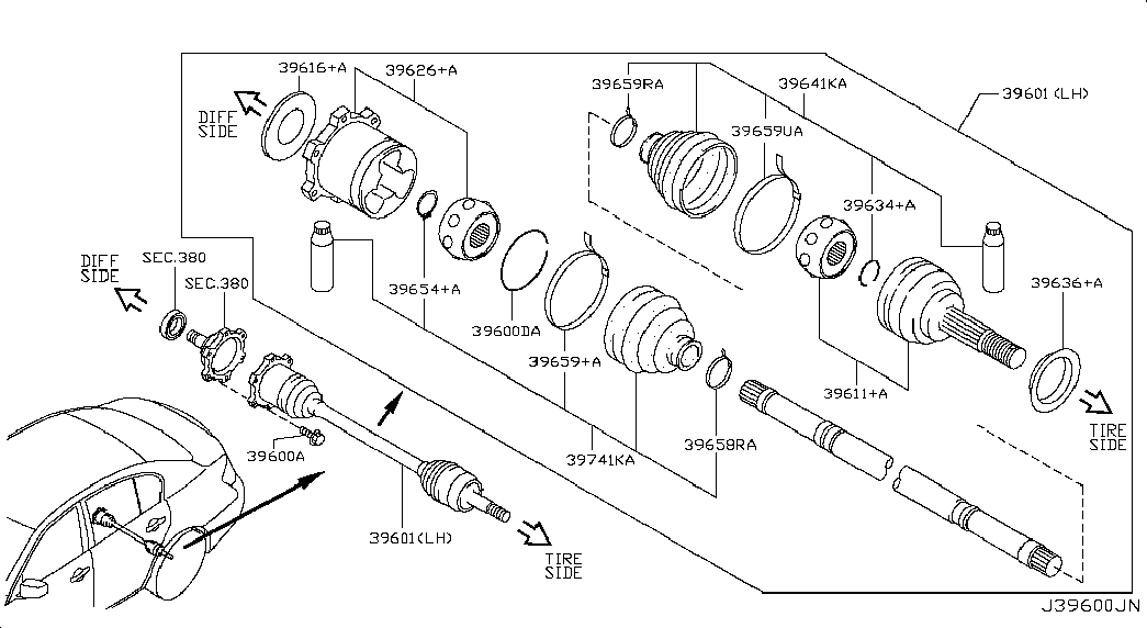 NISSAN 39741-03P90 - Bellow, drive shaft www.parts5.com