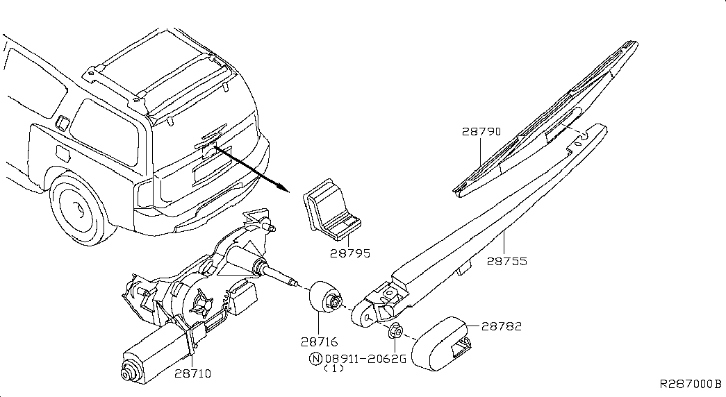 NISSAN 287817S000 - Wiper Arm Set, window cleaning www.parts5.com