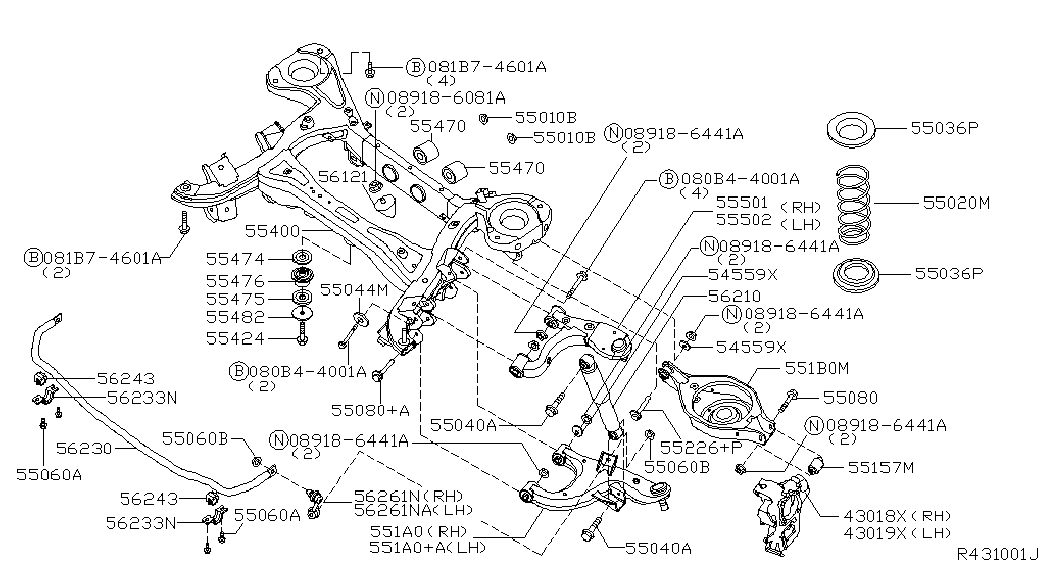 NISSAN 555027S001 - Элементы крепления амортизатора www.parts5.com