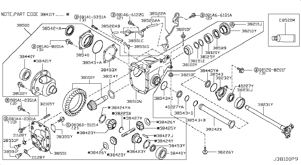 NISSAN 38189AR001 - Shaft Seal, differential www.parts5.com