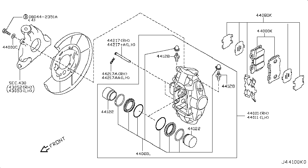 NISSAN 44001-JL02A - Repair Kit, brake caliper www.parts5.com