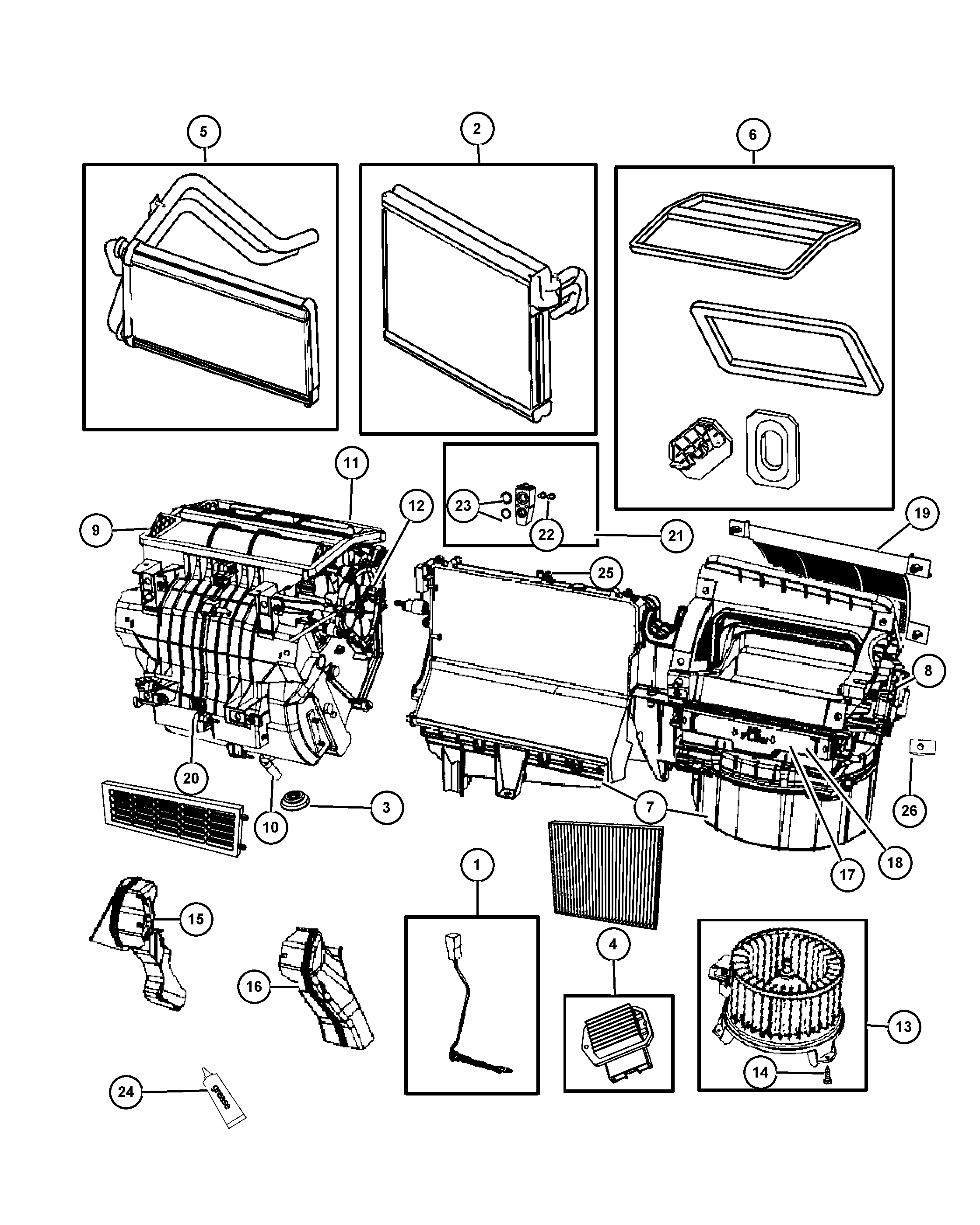 Chrysler 5191 347AC - Heat Exchanger, interior heating www.parts5.com