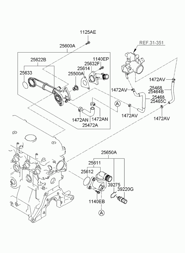 Hyundai 25612-02501 - Thermostat, coolant parts5.com