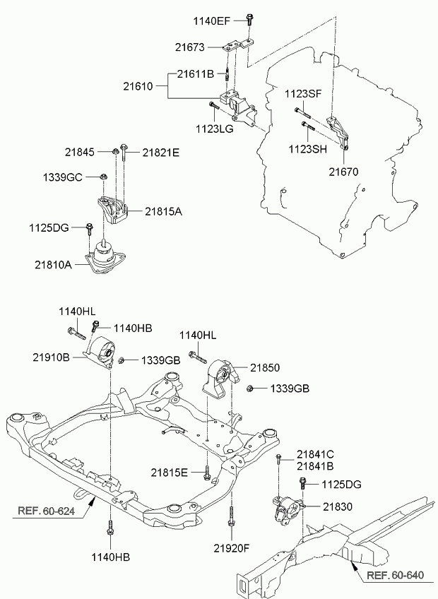 Hyundai 218102L000 - Suport motor www.parts5.com